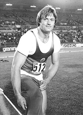 Вольфганг Шмидт в финале Кубка мира по лёгкой атлетике 1977 в Дюссельдорфе