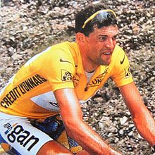 Cédric Vasseur avec le maillot jaune sur le Tour de France 1997