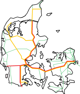 InterCity and InterCityLyn, Lines with Intercity trains