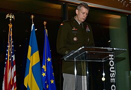 Daniel R. Hokanson, United States Army General and chief of the National Guard Bureau, reception honoring Sweden's Defense Minister in the Swedish Embassy, Washington, D.C. on December 6, 2023 - 8.jpg