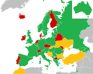 A coloured map of the countries of Europe