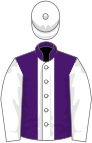 Purple, white stripe, sleeves and cap