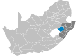 Karte de Sud Afrika montra Utukela in Kwazulu-Natal