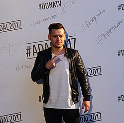 Szabó Ádám a 2017-es Eurovíziós Dalfesztivál magyarországi előválogatójának sajtótájékoztatóján