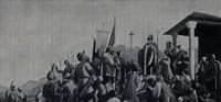 Paulin II. blagoslivlja furlansko-slavensku vojsku prije pohoda protiv Avara.