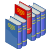 Icon of a bookshelf with one book partially extracted