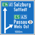 15a-d: Direction sign for an upcoming Motorway or Motorroad exit