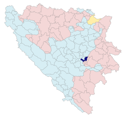 Bosnia and Herzegovina surrounding Sarajevo (dark blue, centre)