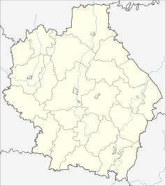 Mapa konturowa obwodu tambowskiego, po lewej znajduje się punkt z opisem „Miczuryńsk”