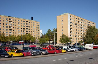 Sätras skivhus vid centrum.