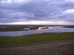 A Szelenga-delta a tó keleti partján