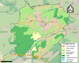 Carte en couleurs présentant l'occupation des sols.