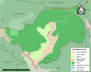 Carte en couleurs présentant l'occupation des sols.