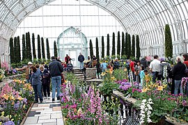 During the spring flower display at the Sunken Garden