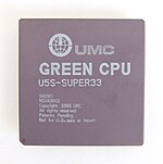 A UMC U5S rated for 33 MHz with "Not for U.S. sale or import" on its silkscreen.