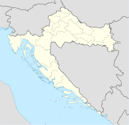 Zagreb markerat på kartan över Kroatien.