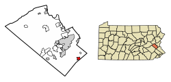 Location of Coopersburg in Lehigh County, Pennsylvania (left) and of Lehigh County in Pennsylvania (right)