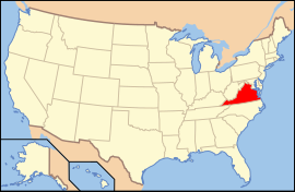 Map of the United States with Virginia highlighted