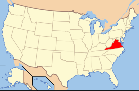 Map of the U.S. with Commonwealth of Virginia highlighted