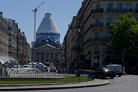 Le Panthéon de Paris décoré par JR pendant les travaux.