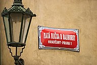 Street name sign in Prague, Czech Republic