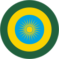 Rwanda Current A four ring roundel of yellow, red, yellow, and green