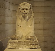 Frontal view of a sphinx of the avenue