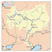 Samara en un mapa del río Volga