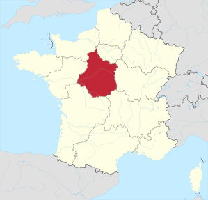 Lage der Region Centre-Val de Loire in Frankreich