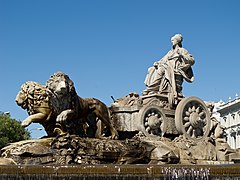 Fuente de Cibeles (1777-1782), de Francisco Gutiérrez (figura de la diosa y el carro) y Roberto Michel (los leones)