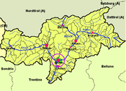 Sidtirólkårt mit markiertr Stadt und Gemeinde Bozn