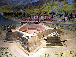 Model av Nyen, med fästningen Nyenskans i förgrunden