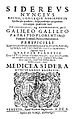 Sidereus Nuncius , Galilei, 1610