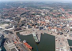 Aerial view of Aarhus City Centre & South Harbour