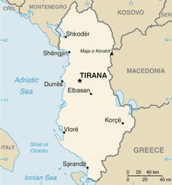 अल्बानिया के लोकेशन