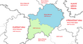 Poloha okresu Beroun s vyznačenými správními obvody obcí s rozšířenou působností