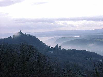 Dawn view on the Rhine valley near Königswinter/Bonn - km 645