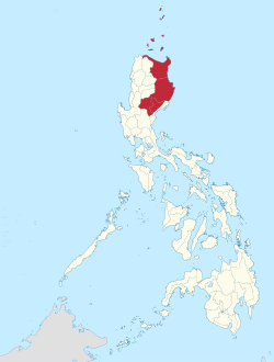 Mapa de Filipinas con Valle de Cagayán resaltado