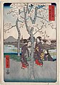 Stampă ukiyo-e a unui picnic hanami de către Hiroshige, 1832.