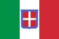 Bandera del Reinu d'El Piamonte-Cerdeña (1848-1861). Bandera nacional del Reinu d'Italia (1861-1946).