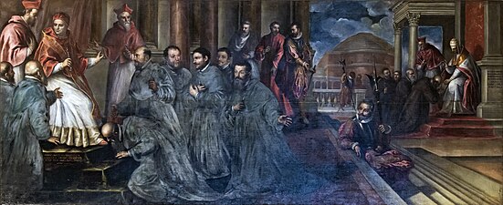 Alessandro III conferma i Crociferi e dona loro la regola - Pio II consegna ai Crociferi la croce d'argento e l'abito ceruleo