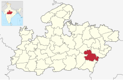 Location of Mandla district in Madhya Pradesh