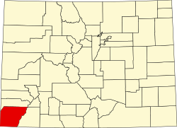 Karte von Montezuma County innerhalb von Colorado