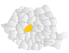 Map of Romania highlighting Sibiu County