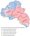 Map ethnigrwydd Harghita, Covasna a Mureș (2002)