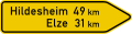 Zeichen 418-20 Wegweiser auf sonstigen Straßen mit größerer Verkehrsbedeutung (rechtsweisend)