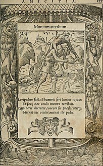 Assistance mutuelle Emblème par Alciat (1548)