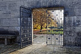 My first Featured Picture, one of my contributions to Wiki Loves Monuments 2020 in Germany. It shows the open gate of the central monument of the memorial grave area to victims of the bombing of Hamburg in 1940-1945 located on the cemetery Ohlsdorf.