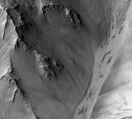 高分辨率成像科学设备显示的伊乌斯峡谷，点击图片可查看岩层。