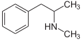 Deutsch: Struktur von N-Methylamphetamin (Methamphetamin) English: Structure of N-Methylamphetamine (Methamphetamine)